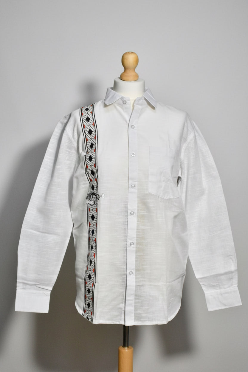 White Shiva Print Onam Kurta Set