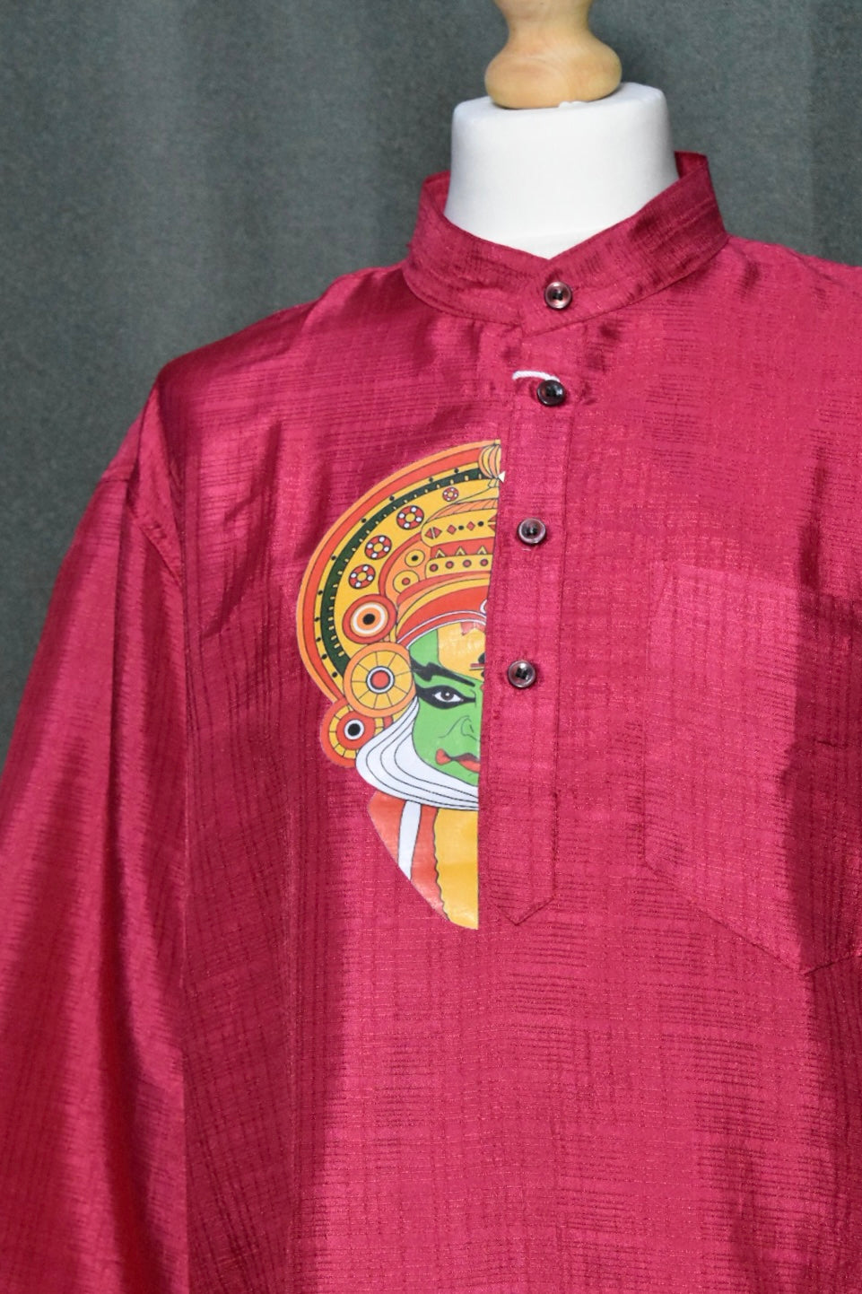 Pink Kathakali Print Onam Kurta Set