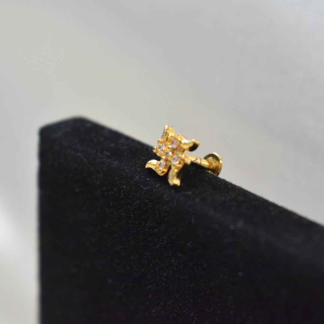 Swastika Shaped Nose Pin