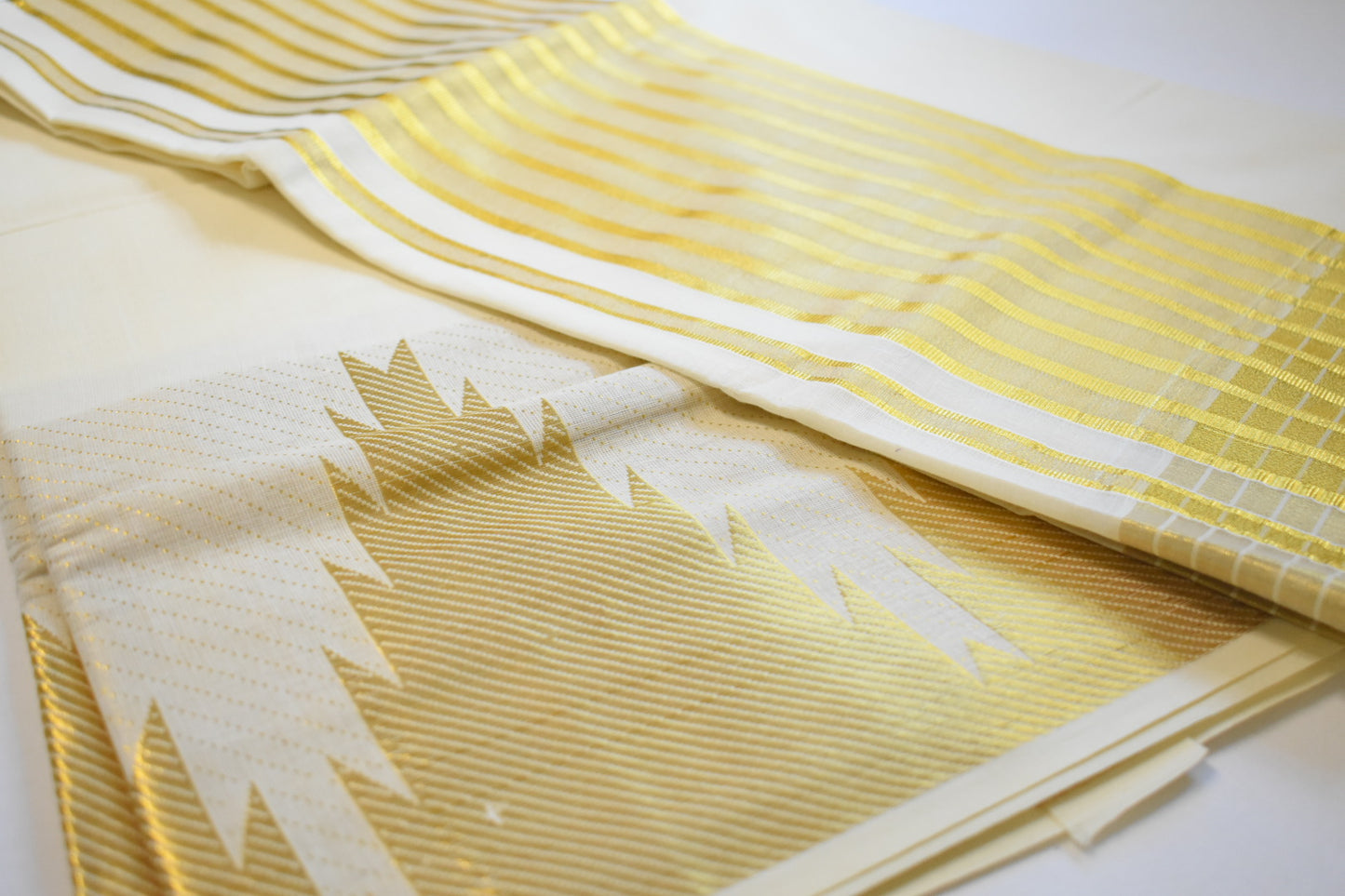 Traditional Gold Temple Design Set Saree