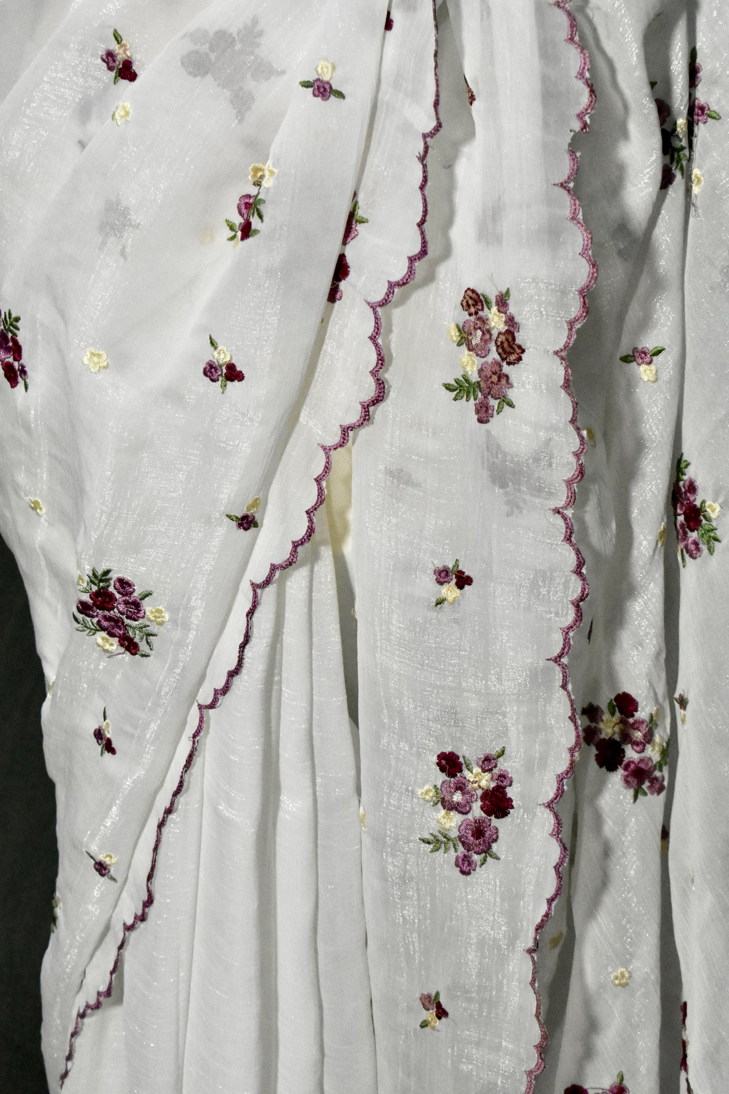 White Partywear Crunchy Fabric Saree