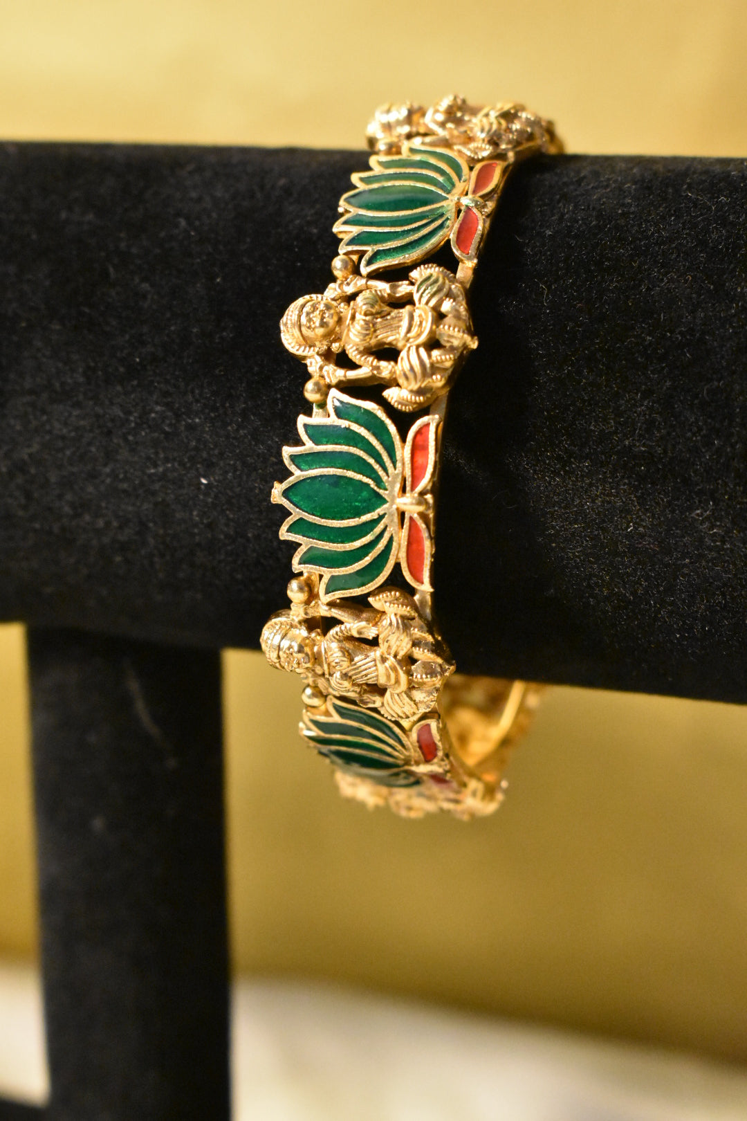 Green Lakshmi Lotus Bangle