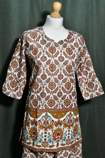 Orange & White Print Cord Set
