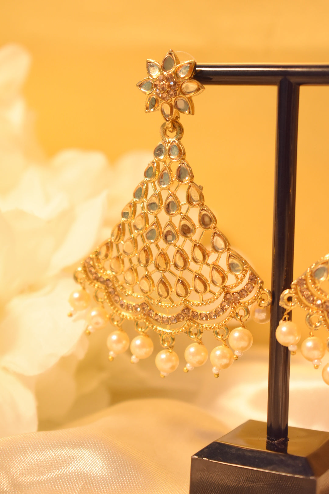 Traditional Mirror Stone Dangle Earrings