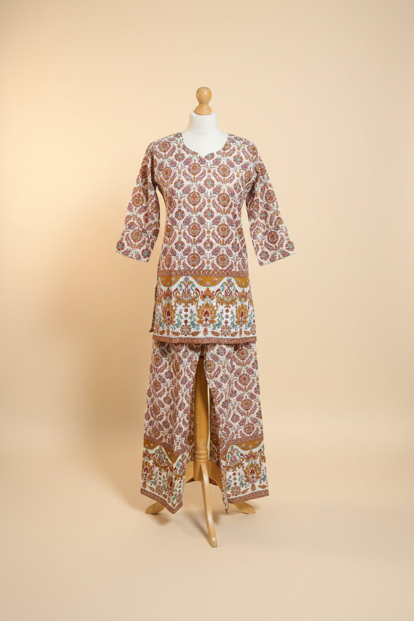 Orange & White Print Cord Set