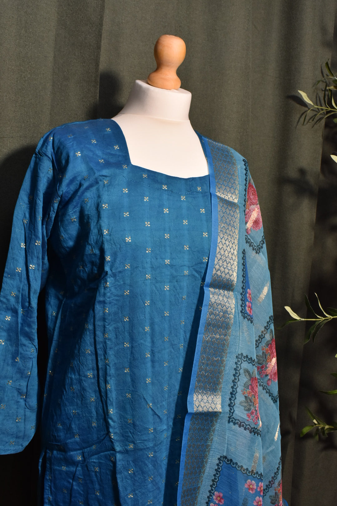 Blue Kurti Top & Dupatta
