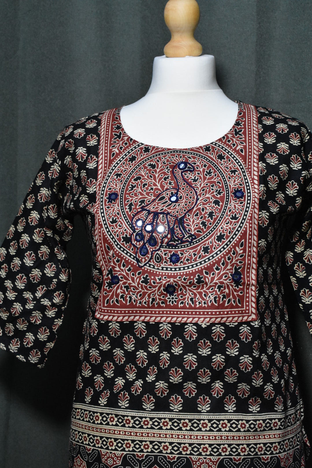 Peacock Black Kurti Top