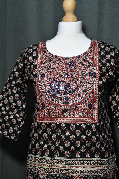 Peacock Black Kurti Top