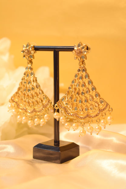 Traditional Mirror Stone Dangle Earrings