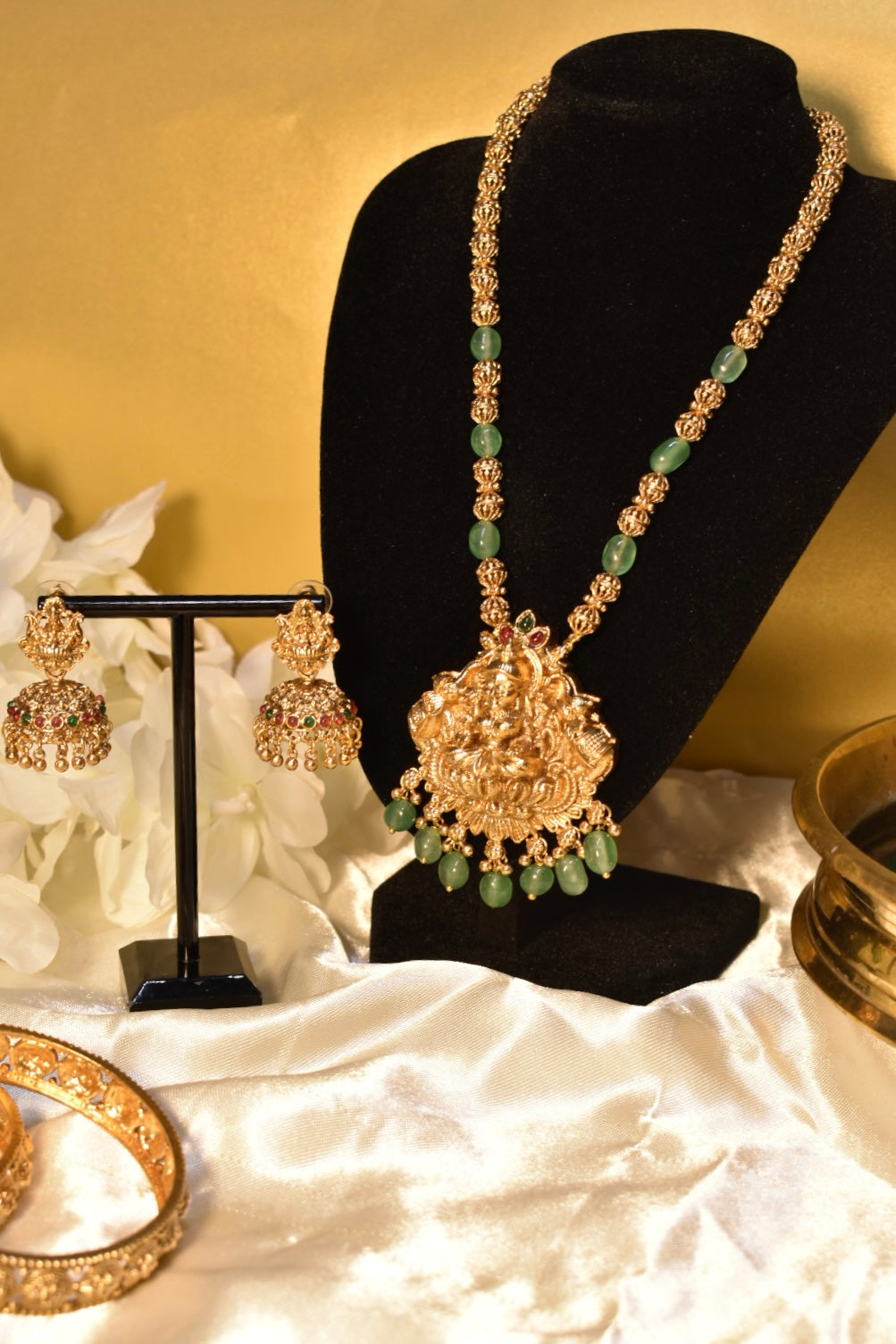 Lakshmi Bead Mid Long Necklace Set