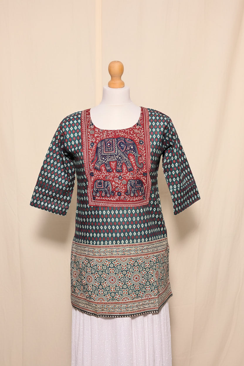 Blue Elephant Kurti Top