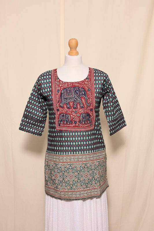 Blue Elephant Kurti Top