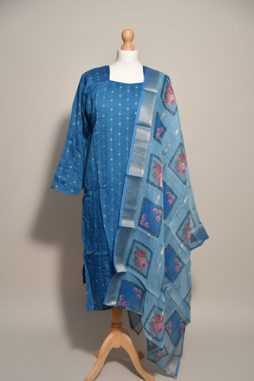 Blue Kurti Top & Dupatta
