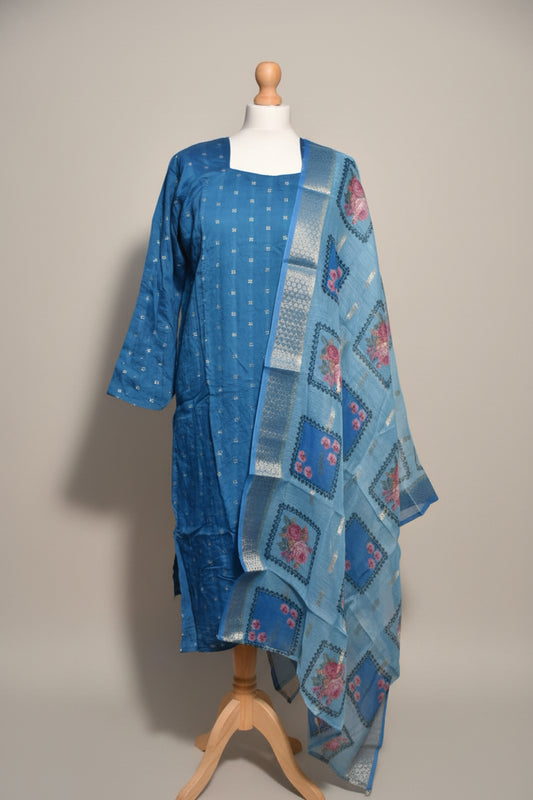 Blue Kurti Top & Dupatta