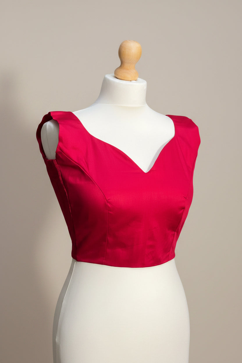 Stretchable Readymade Blouse with a tie-back design.