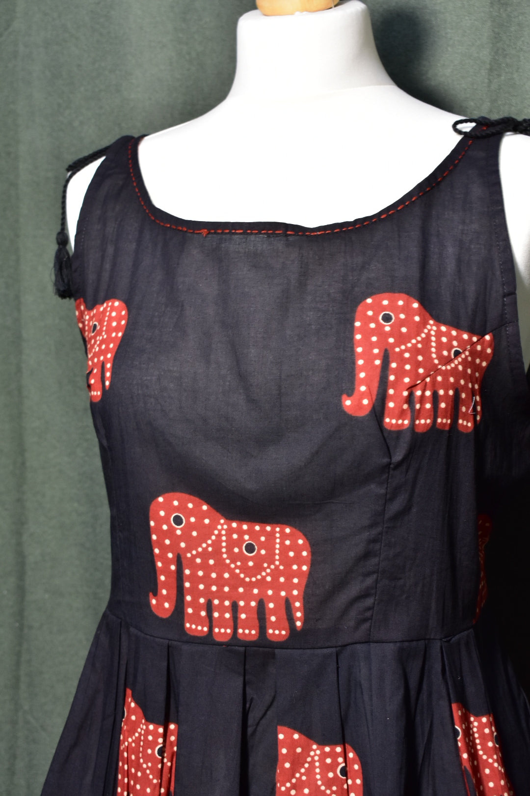 Red Elephant Print Peplum Top