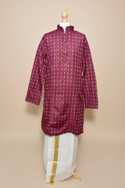Red Men’s Cotton Jacquard Kurta Se