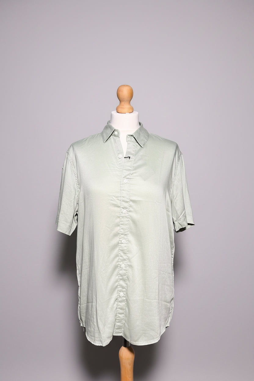 US Petrol Men’s Light Green Shiny Button Down Shirt