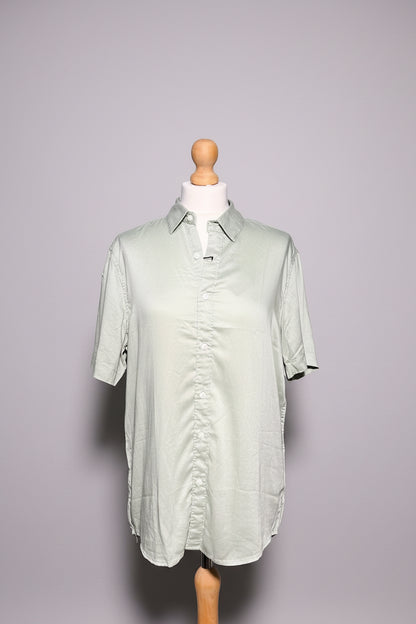 US Petrol Men’s Light Green Shiny Button Down Shirt