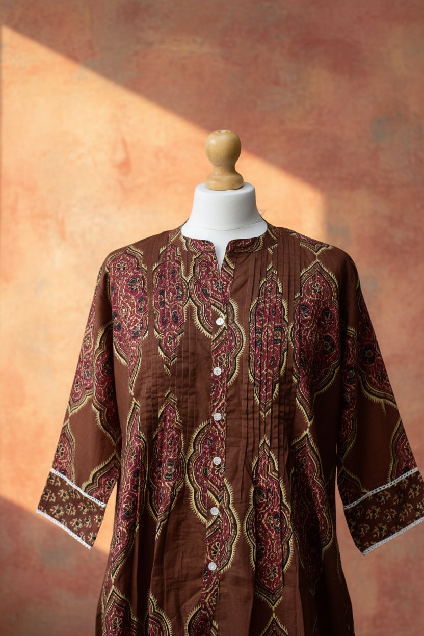 Elegant Brown Long Kurti Dress