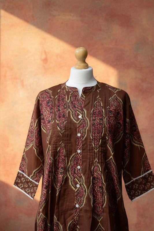 Elegant Brown Long Kurti Dress