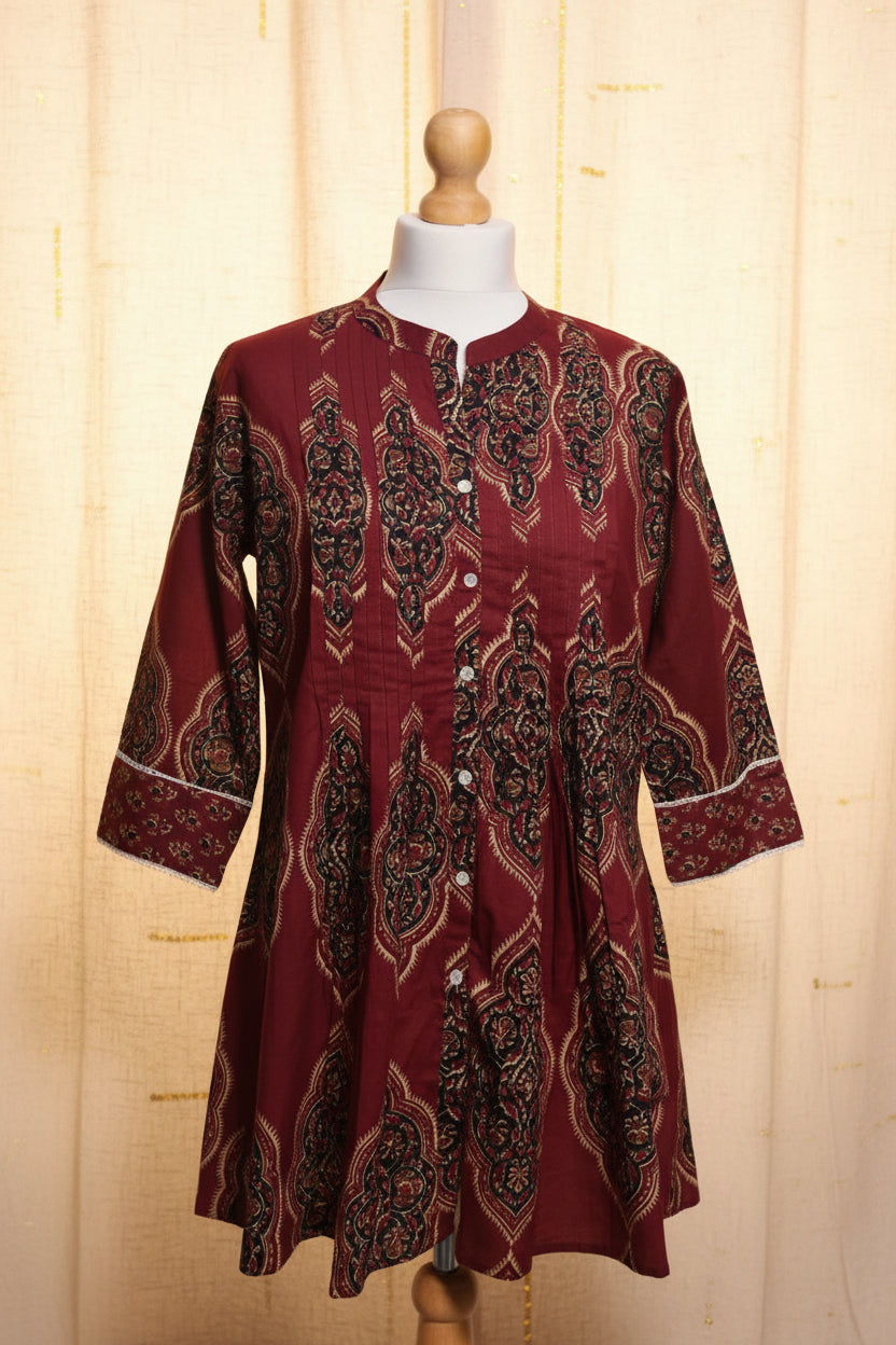 Elegant Red Long Kurti Dress
