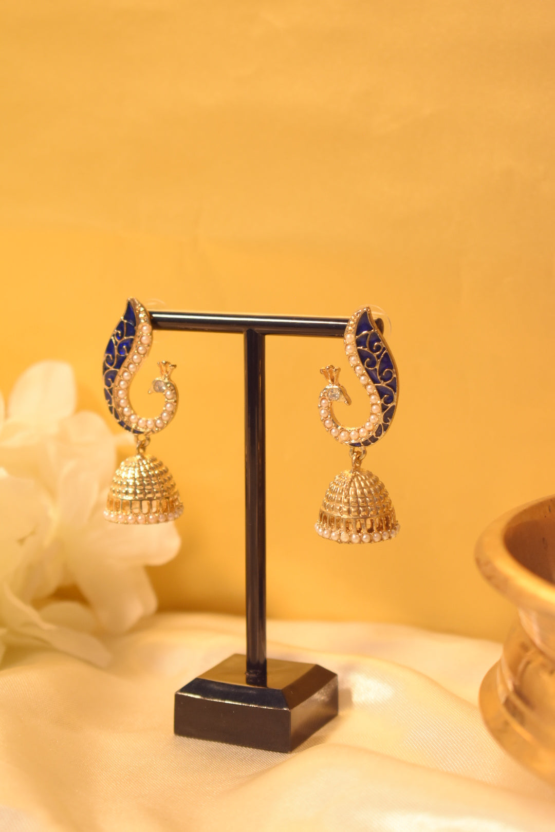 Peacock Jhumka with Beads