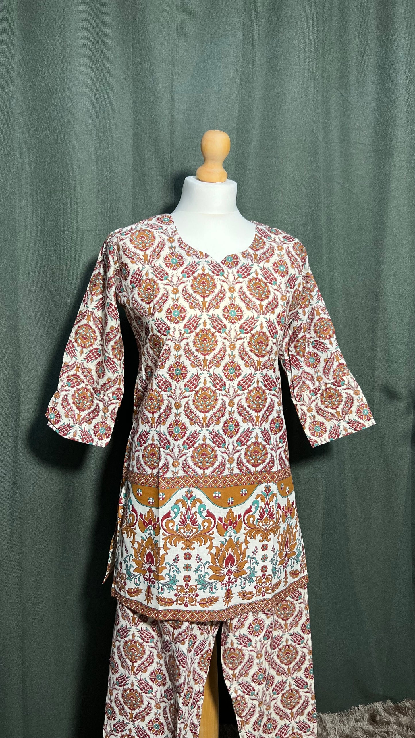 Orange & White Print Cord Set