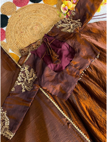 Soft Space Silk Embroidered Lehenga Set with Dupatta