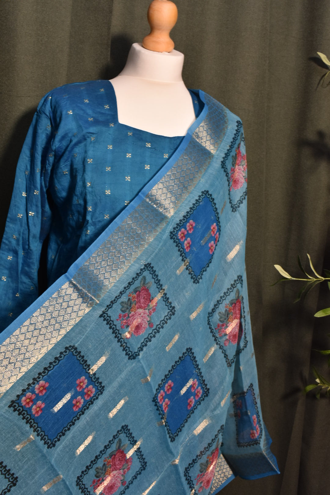 Blue Kurti Top & Dupatta