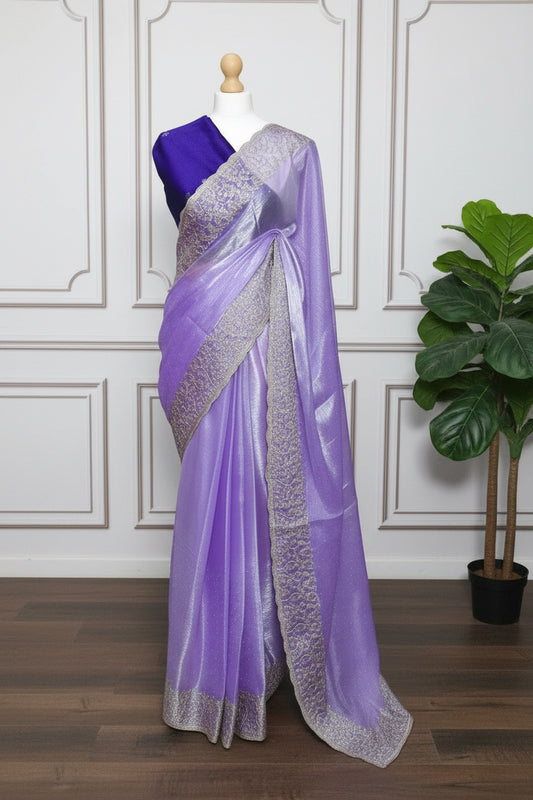 Purple Jimmy Choo Saree with Swarovski Jarkan Work