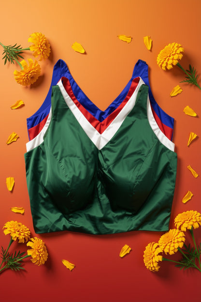 Stretchable V-Neck Padded Saree Blouse