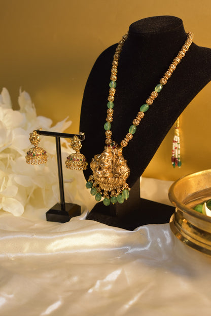 Lakshmi Bead Mid Long Necklace Set