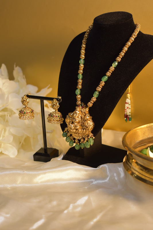 Lakshmi Bead Mid Long Necklace Set