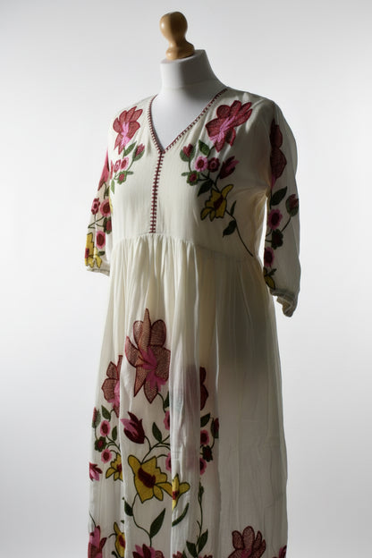 Elegant Mul Cotton Embroidered Dress