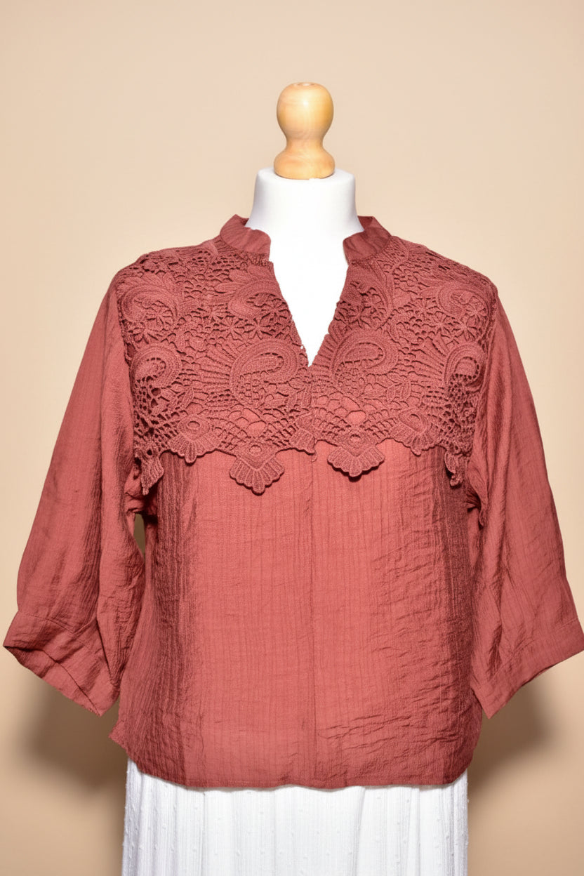 Brown Collared Top