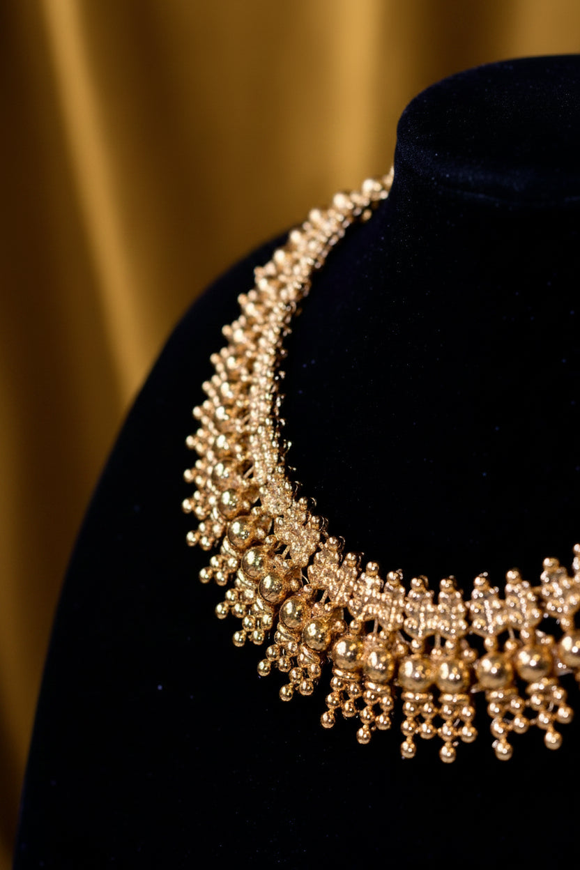 Gold-Toned Gejje Addige Gujjadi Swarna Necklace Set