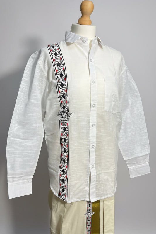 White Shiva Print Onam Kurta Set