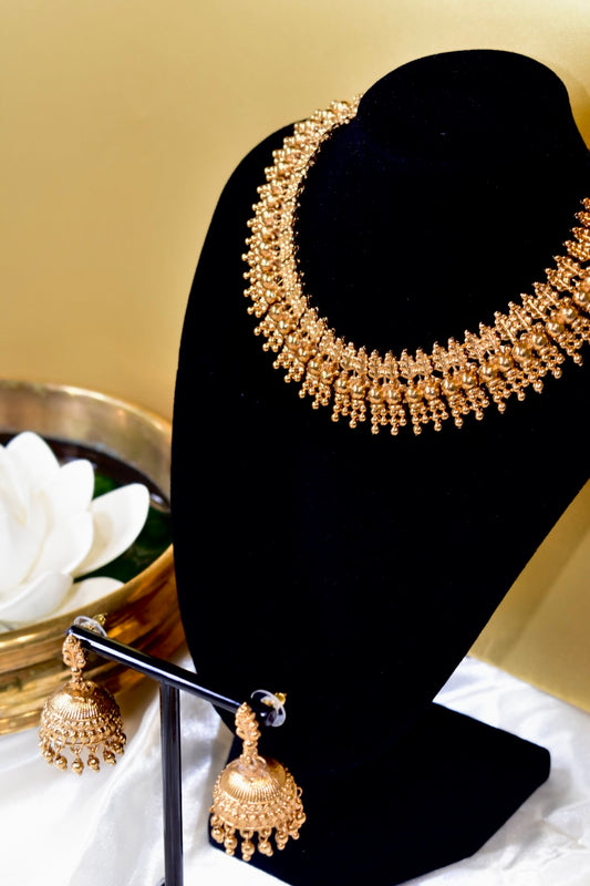 Gold-Toned Gejje Addige Gujjadi Swarna Necklace Set