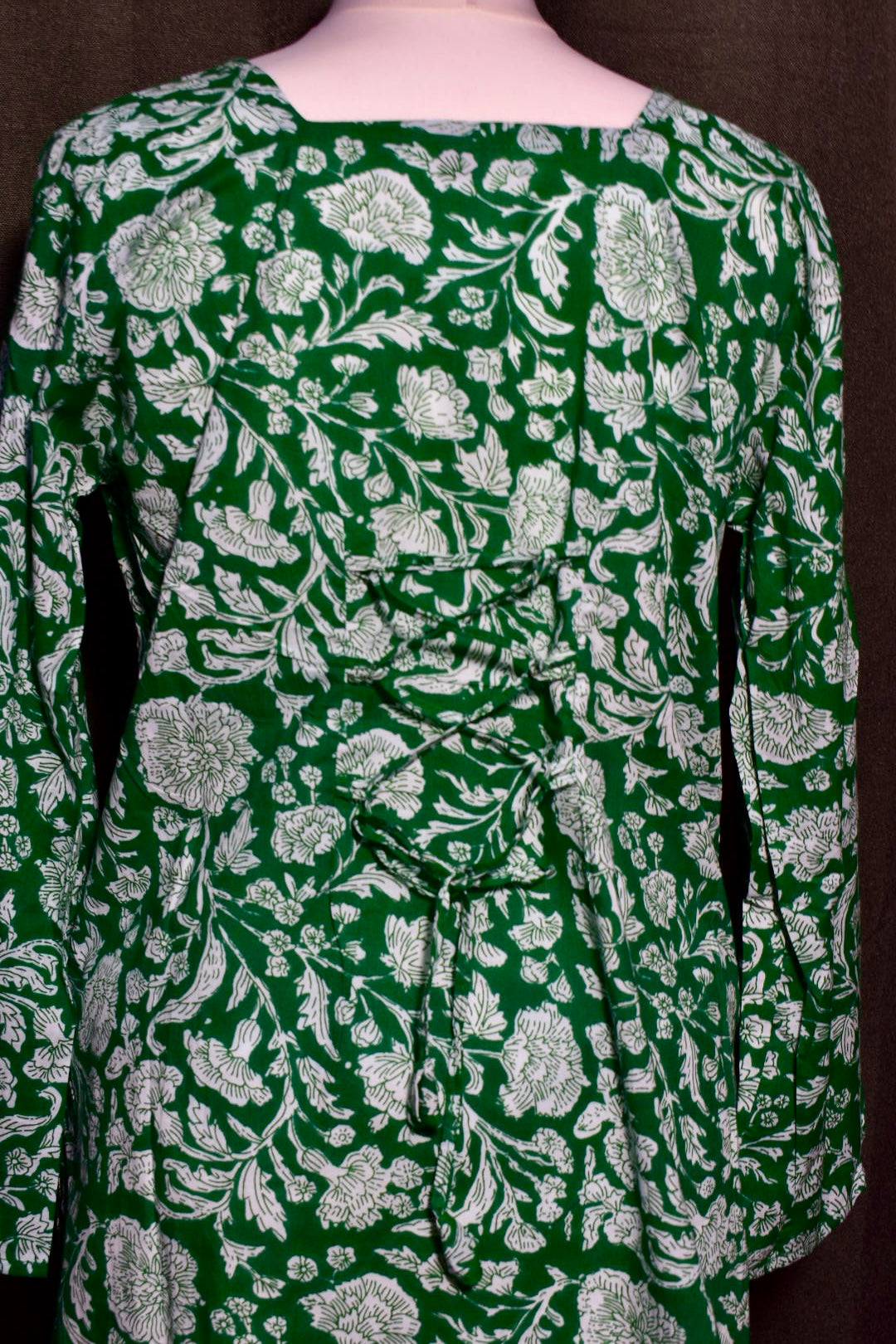 Green Long Sleeve Square Neck Corset Top
