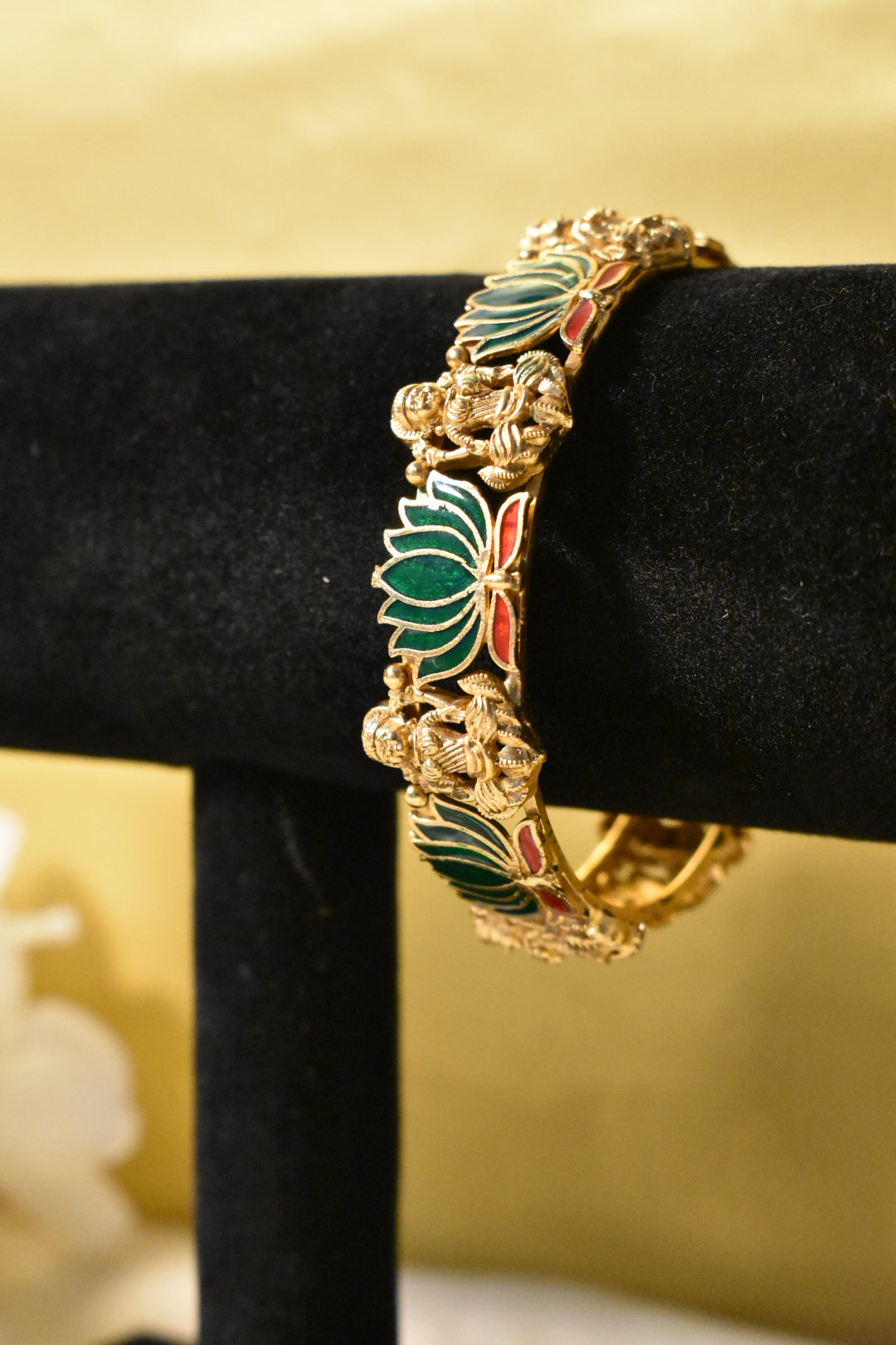 Green Lakshmi Lotus Bangle