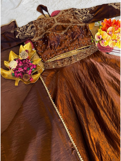 Soft Space Silk Embroidered Lehenga Set with Dupatta