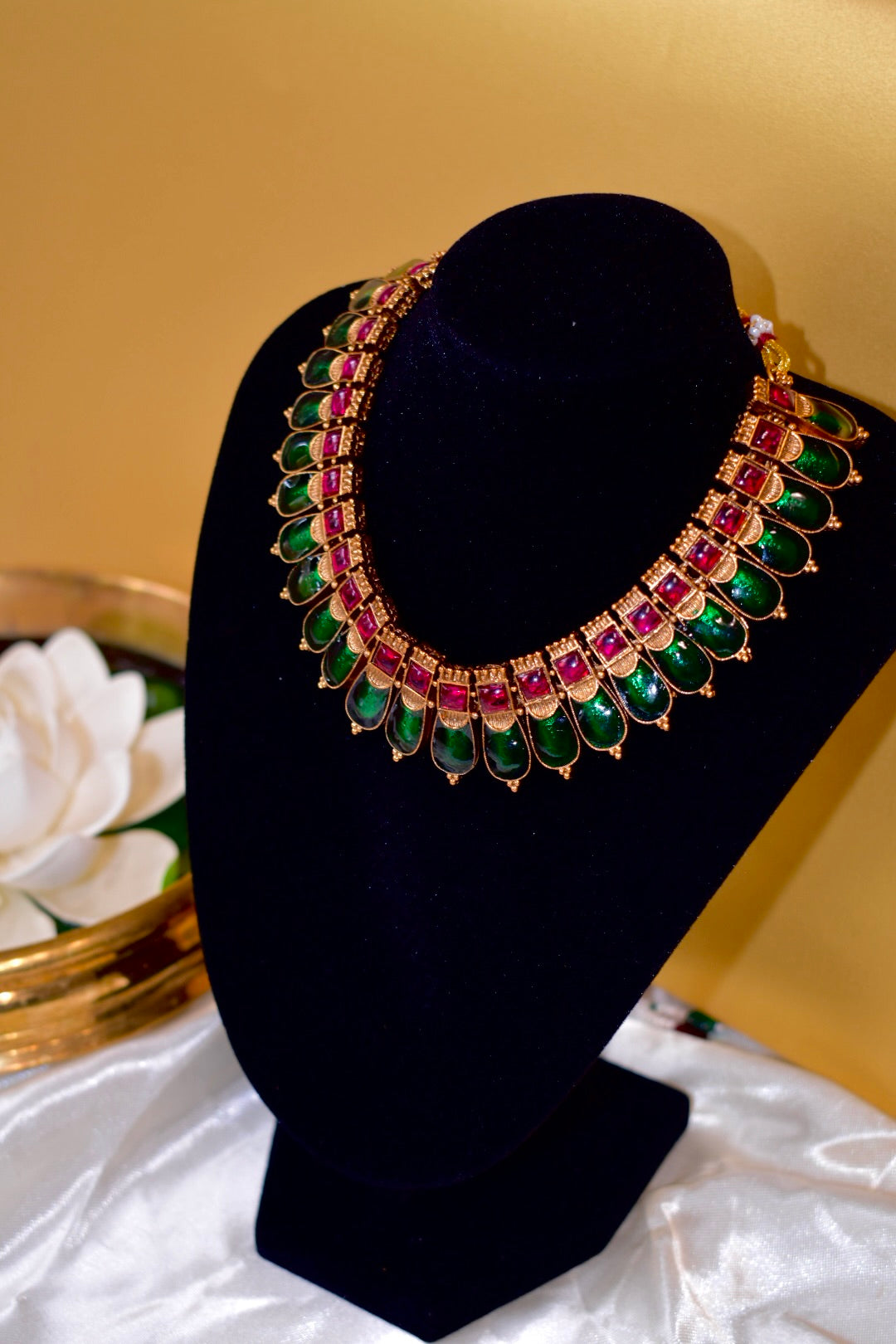 Nagapadam Inspired Ruby & Green Necklace Set