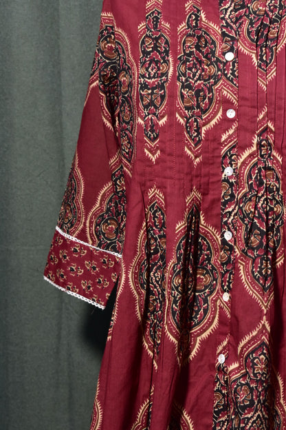 Elegant Red Long Kurti Dress