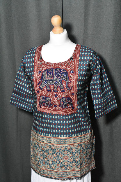 Blue Elephant Kurti Top