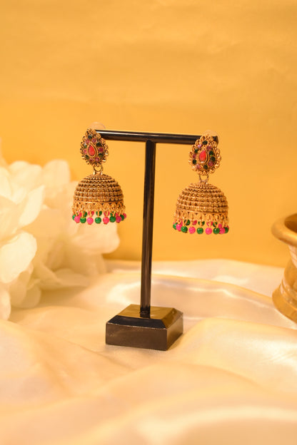Pink & Green Jhumka
