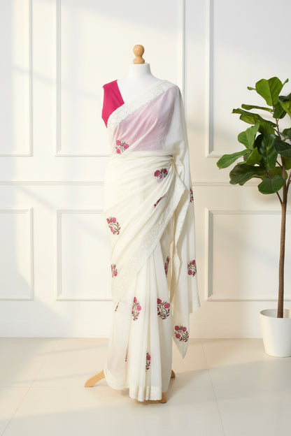 Premium Pure Crush Georgette Chiffon Saree