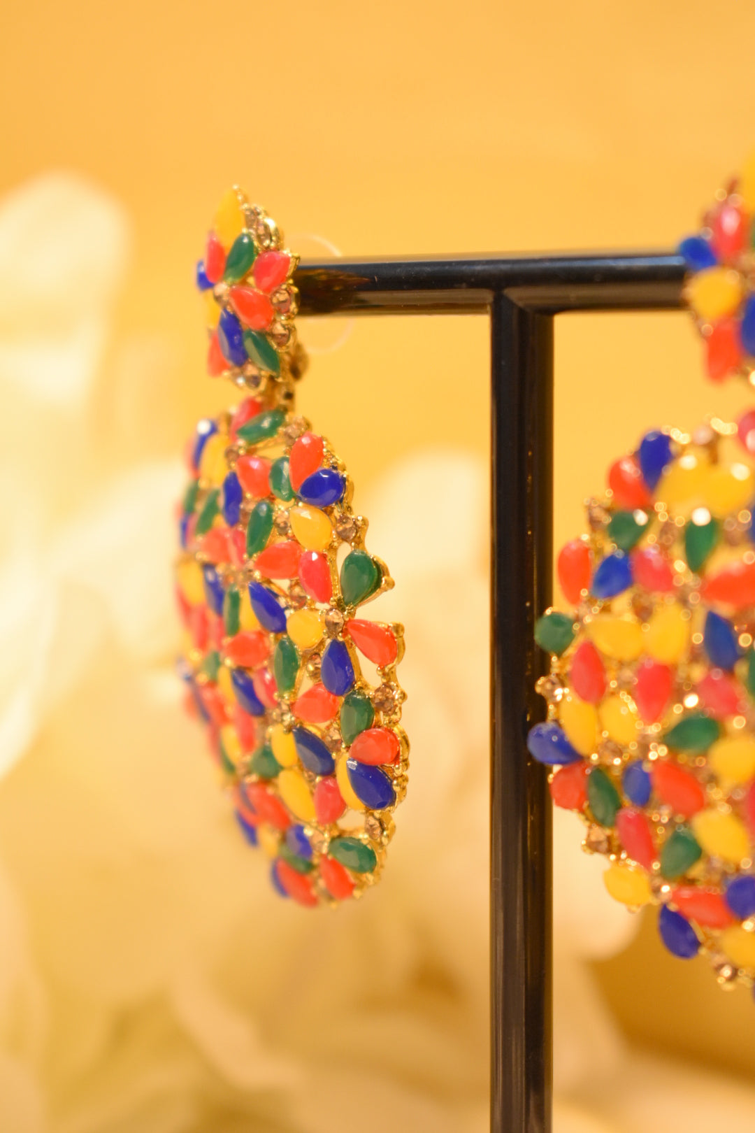 Rainbow Stone Statement Earrings