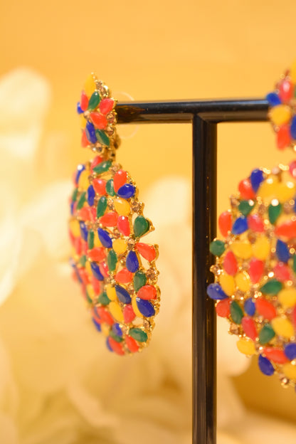 Rainbow Stone Statement Earrings