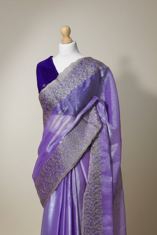 Purple Jimmy Choo Saree with Swarovski Jarkan Work